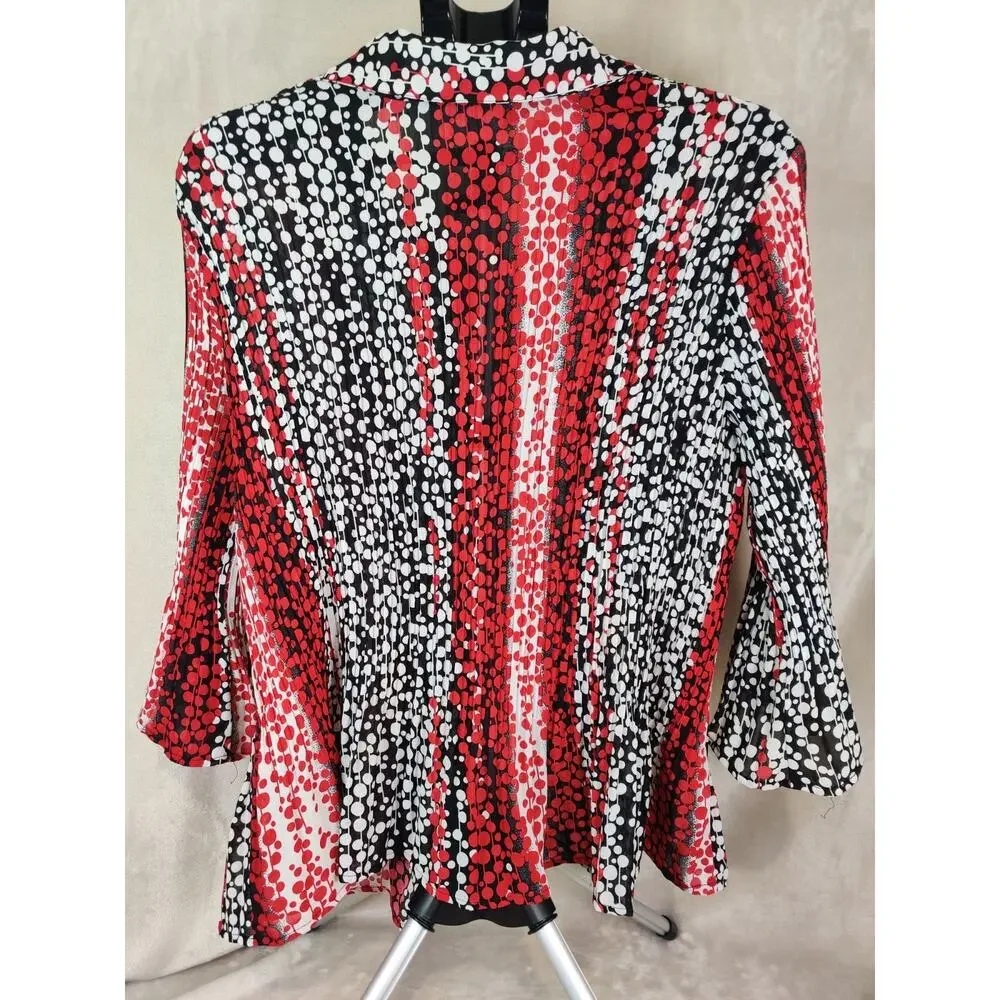 Vintage Avenue Blouse Women's Size 14/16 Button Up Bell Sleeve Abstract - Picture 7 of 7